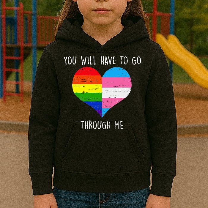 Retro Lgbtq Pride You’Ll Have To Go Through Me Kids Hoodie