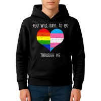 Retro Lgbtq Pride You’Ll Have To Go Through Me Kids Hoodie