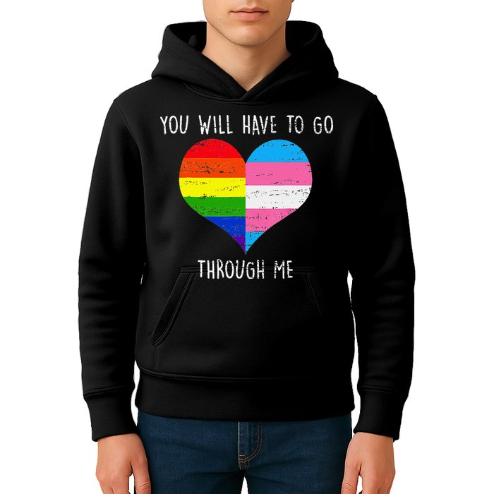 Retro Lgbtq Pride You’Ll Have To Go Through Me Kids Hoodie
