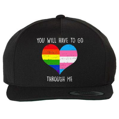 Retro Lgbtq Pride You’Ll Have To Go Through Me Wool Snapback Cap