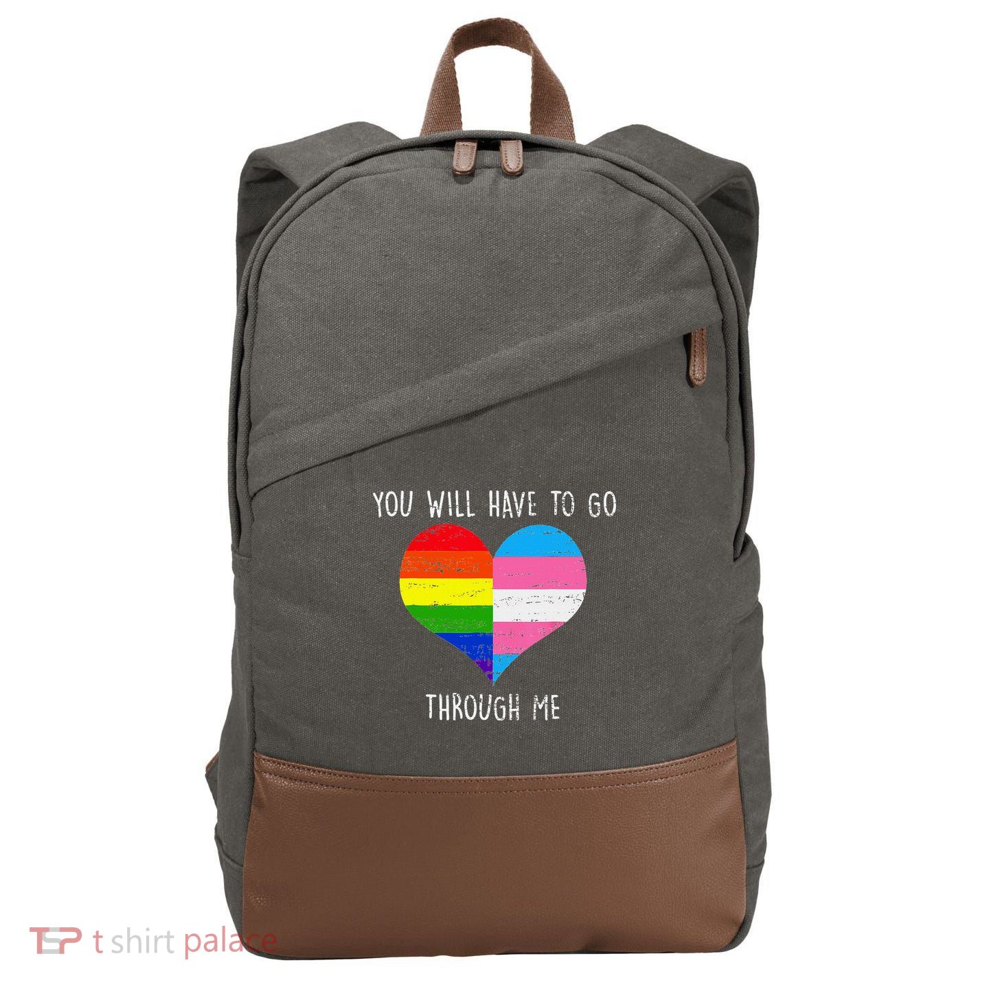 Retro Lgbtq Pride You’Ll Have To Go Through Me Cotton Canvas Backpack