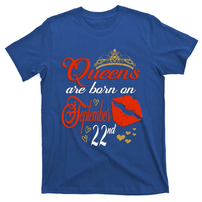 Red Lip Print Queens Are Born On September 22nd Virgo Gift T-Shirt