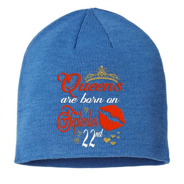 Red Lip Print Queens Are Born On September 22nd Virgo Gift Sustainable Beanie