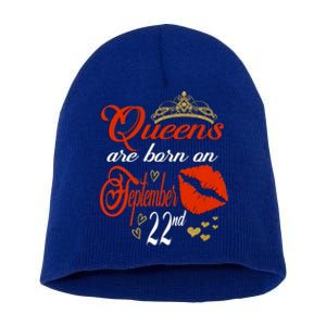 Red Lip Print Queens Are Born On September 22nd Virgo Gift Short Acrylic Beanie