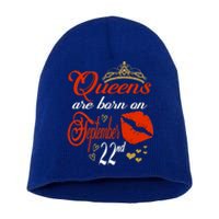 Red Lip Print Queens Are Born On September 22nd Virgo Gift Short Acrylic Beanie