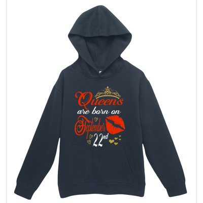 Red Lip Print Queens Are Born On September 22nd Virgo Gift Urban Pullover Hoodie