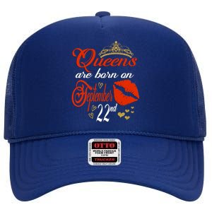 Red Lip Print Queens Are Born On September 22nd Virgo Gift High Crown Mesh Back Trucker Hat