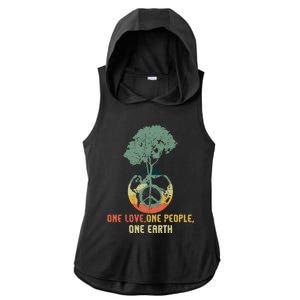 Retro Love People Earth Protect Save World Hour Day Earth Meaningful Gift Ladies PosiCharge Tri-Blend Wicking Draft Hoodie Tank