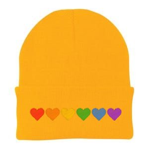 Rainbow LGBT Pride Hearts Knit Cap Winter Beanie