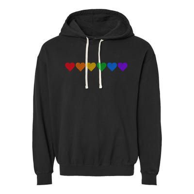 Rainbow LGBT Pride Hearts Garment-Dyed Fleece Hoodie