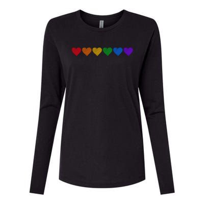 Rainbow LGBT Pride Hearts Womens Cotton Relaxed Long Sleeve T-Shirt