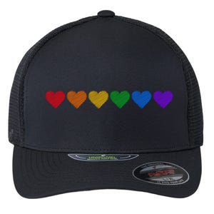 Rainbow LGBT Pride Hearts Flexfit Unipanel Trucker Cap