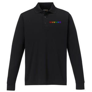 Rainbow LGBT Pride Hearts Performance Long Sleeve Polo