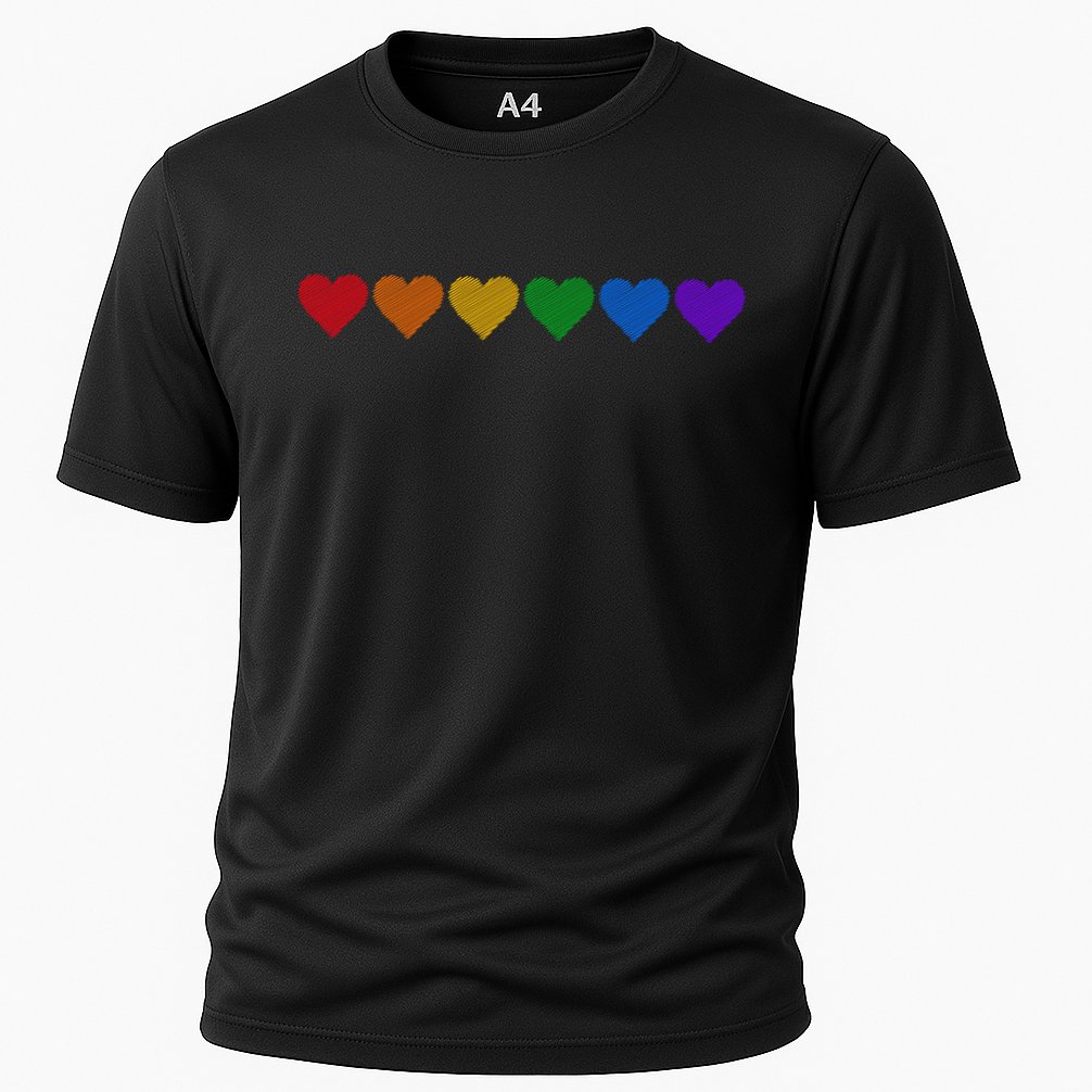 Rainbow LGBT Pride Hearts Cooling Performance Crew T-Shirt