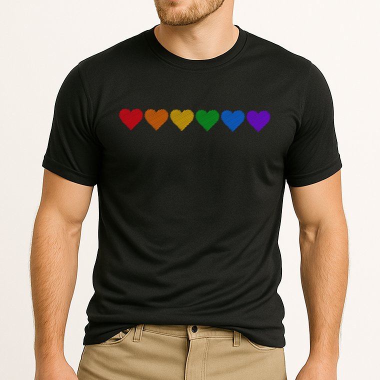 Rainbow LGBT Pride Hearts Cooling Performance Crew T-Shirt
