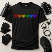 Rainbow LGBT Pride Hearts Cooling Performance Crew T-Shirt