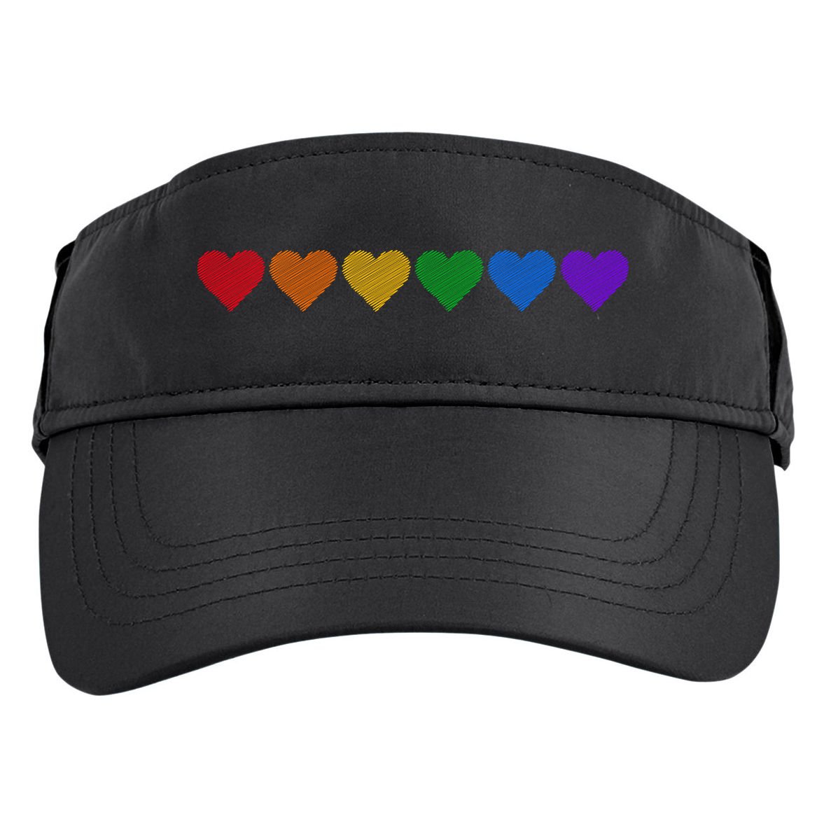 Rainbow LGBT Pride Hearts Adult Drive Performance Visor