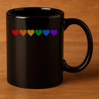 Rainbow LGBT Pride Hearts 11oz C Handle Ceramic Mug