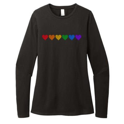 Rainbow LGBT Pride Hearts Womens CVC Long Sleeve Shirt