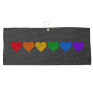 Rainbow LGBT Pride Hearts Large Microfiber Waffle Golf Towel