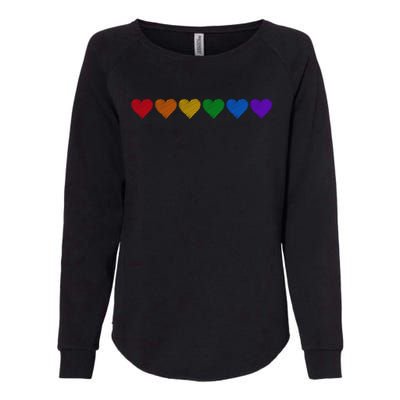 Rainbow LGBT Pride Hearts Womens California Wash Sweatshirt