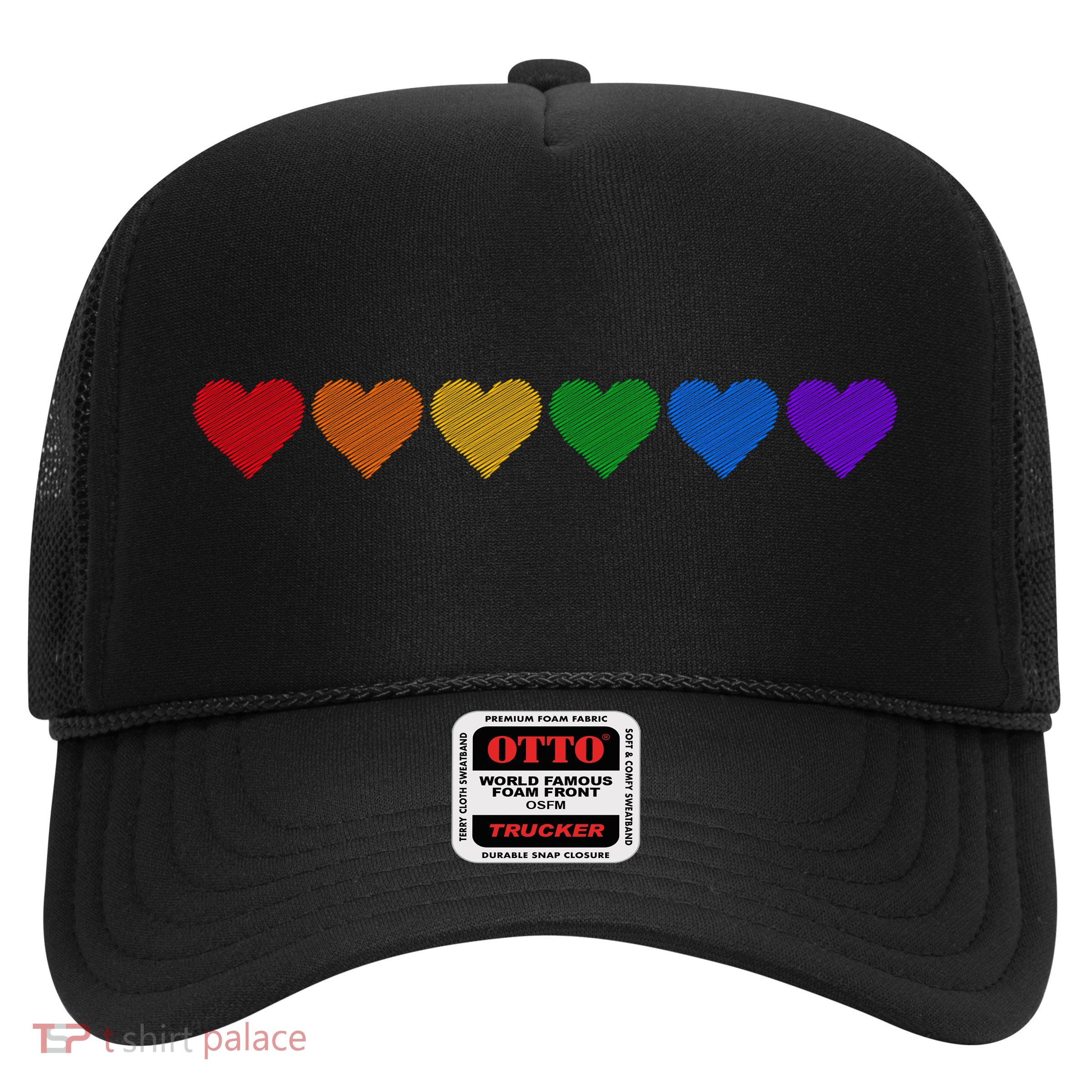 Rainbow LGBT Pride Hearts Trucker Hat