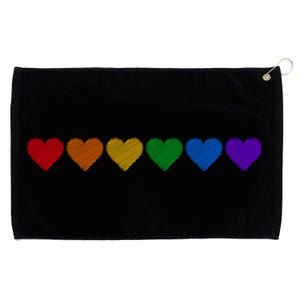 Rainbow LGBT Pride Hearts Grommeted Golf Towel