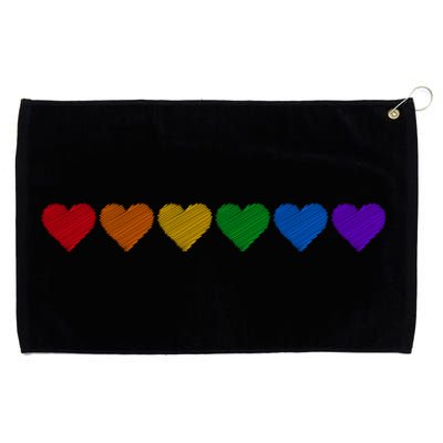 Rainbow LGBT Pride Hearts Grommeted Golf Towel