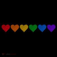 Rainbow LGBT Pride Hearts Women's Tri-Blend 3/4-Sleeve Raglan Shirt