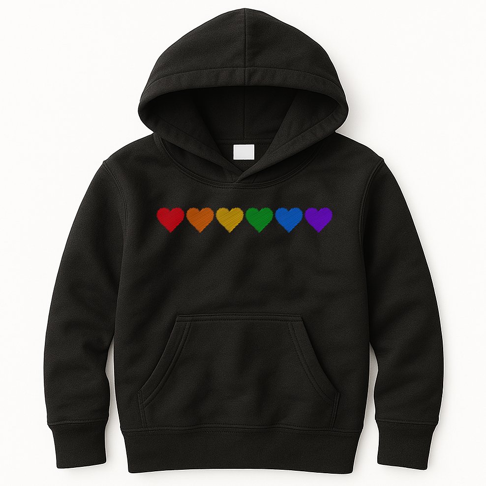 Rainbow LGBT Pride Hearts Kids Hoodie