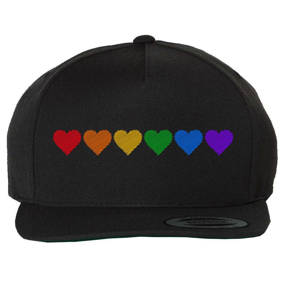 Rainbow LGBT Pride Hearts Wool Snapback Cap