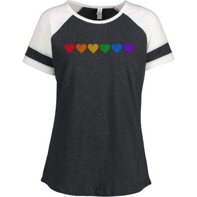 Rainbow LGBT Pride Hearts Enza Ladies Jersey Colorblock Tee