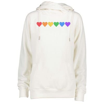 Rainbow LGBT Pride Hearts Womens Funnel Neck Pullover Hood