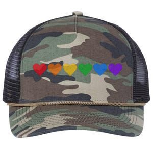 Rainbow LGBT Pride Hearts Retro Rope Trucker Hat Cap