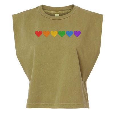 Rainbow LGBT Pride Hearts Garment-Dyed Women's Muscle Tee