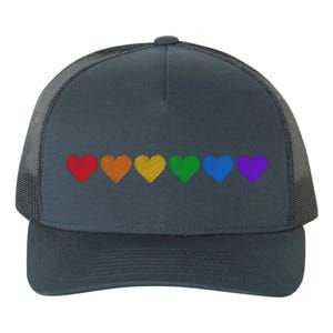 Rainbow LGBT Pride Hearts Yupoong Adult 5-Panel Trucker Hat