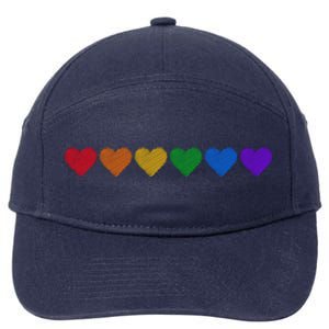 Rainbow LGBT Pride Hearts 7-Panel Snapback Hat