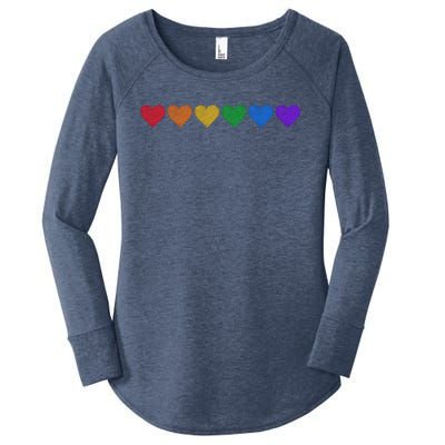 Rainbow LGBT Pride Hearts Women's Perfect Tri Tunic Long Sleeve Shirt