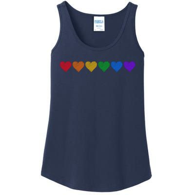 Rainbow LGBT Pride Hearts Ladies Essential Tank