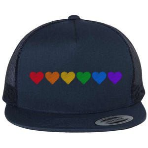 Rainbow LGBT Pride Hearts Flat Bill Trucker Hat