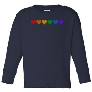 Rainbow LGBT Pride Hearts Toddler Long Sleeve Shirt