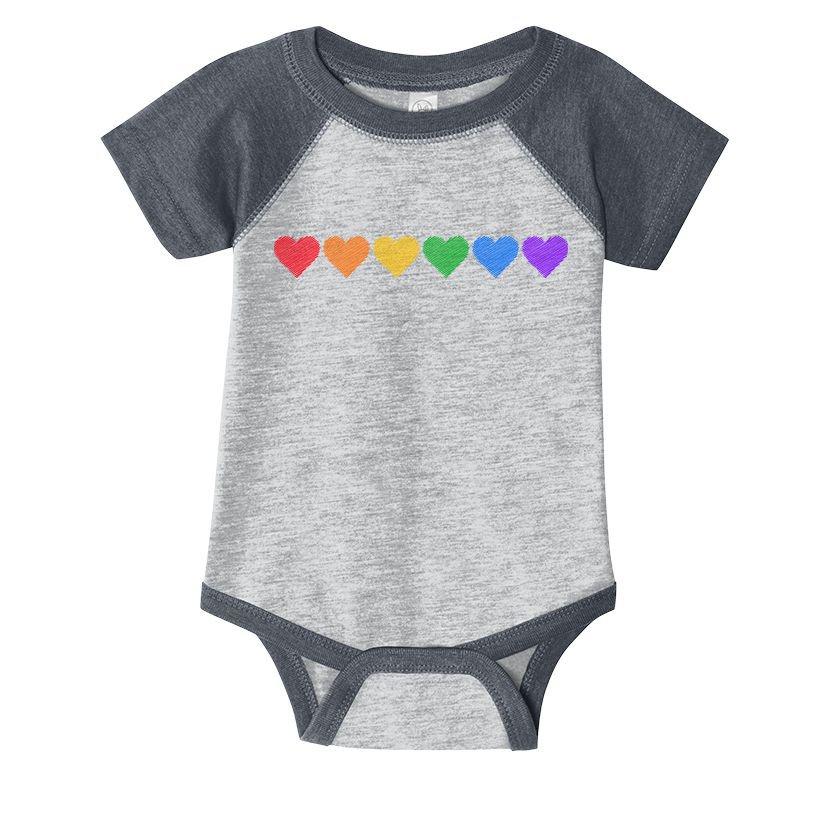 Rainbow LGBT Pride Hearts Infant Baby Jersey Bodysuit