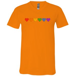 Rainbow LGBT Pride Hearts V-Neck T-Shirt