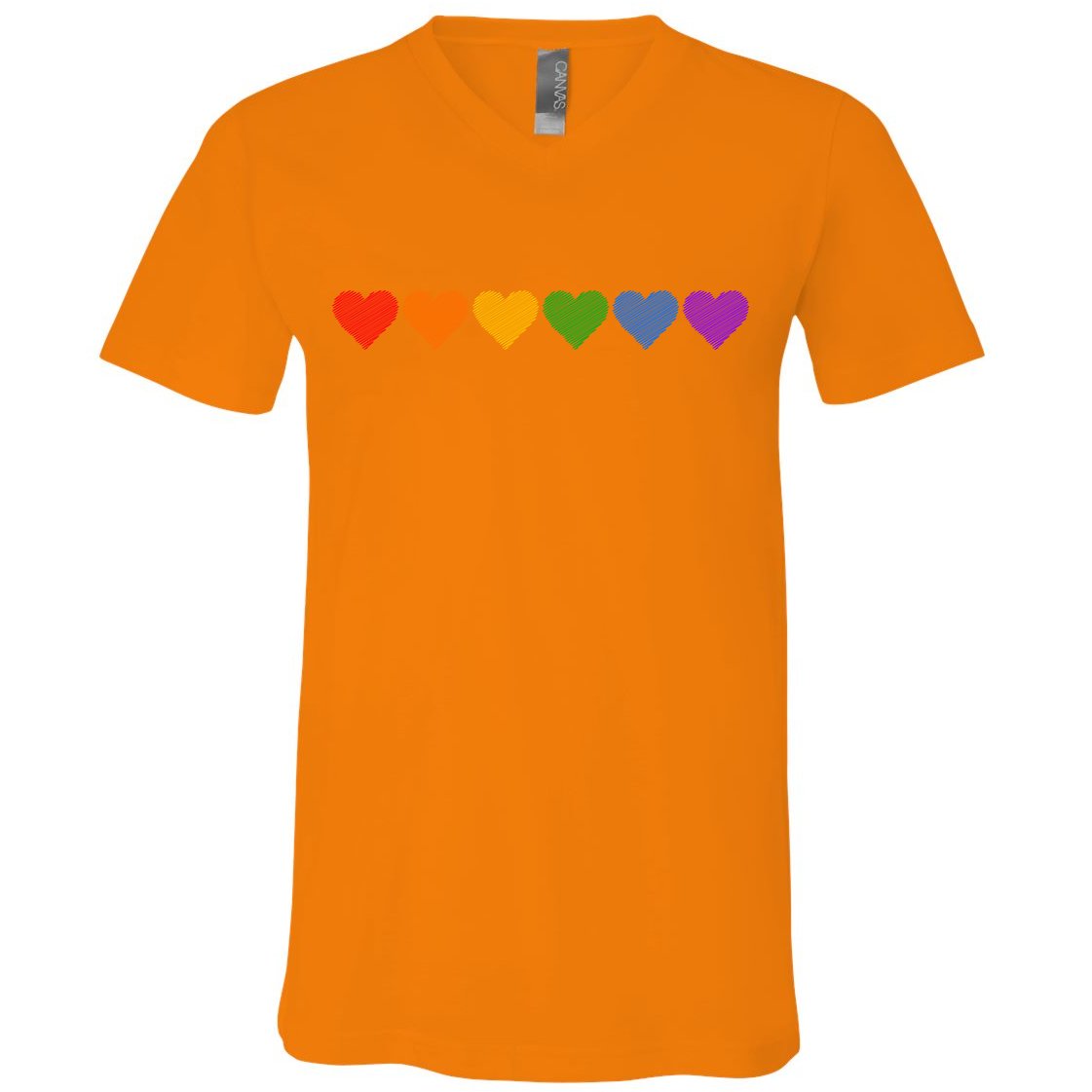 Rainbow LGBT Pride Hearts V-Neck T-Shirt
