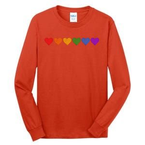 Rainbow LGBT Pride Hearts Tall Long Sleeve T-Shirt