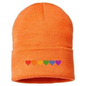 Rainbow LGBT Pride Hearts Sustainable Knit Beanie