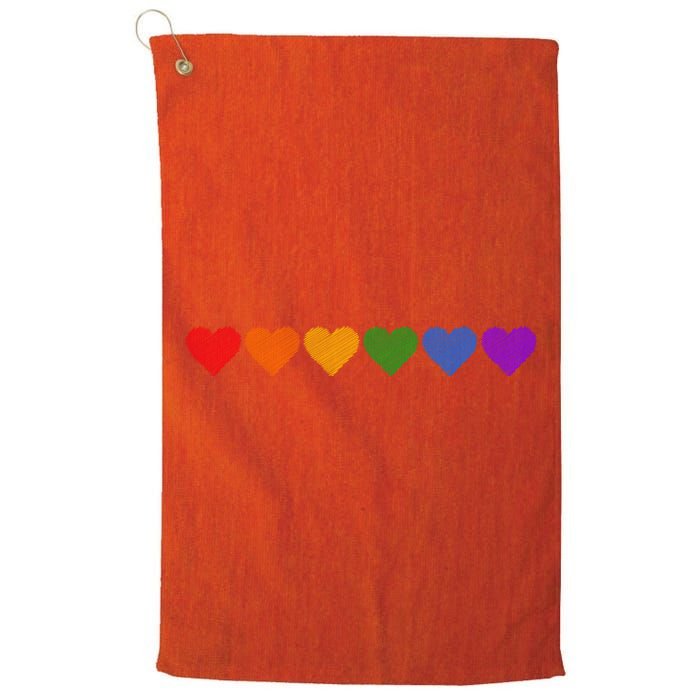 Rainbow LGBT Pride Hearts Platinum Collection Golf Towel