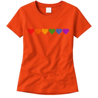 Rainbow LGBT Pride Hearts Womens T-Shirt
