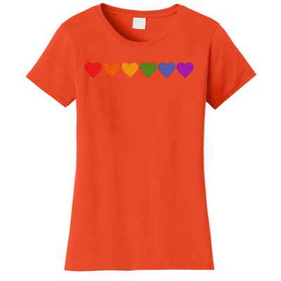 Rainbow LGBT Pride Hearts Women's T-Shirt