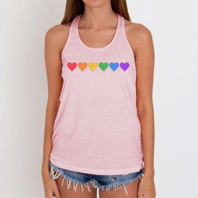 Rainbow LGBT Pride Hearts Women's Knotted Racerback Tank